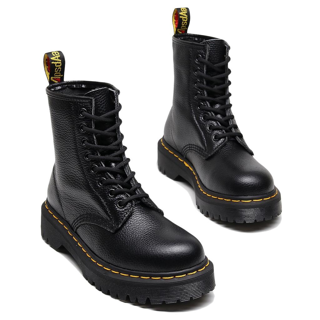 Versatile Lychee Pattern 1460 Tooling Boots Women's Head Layer Soft Cow Leather Short Boots Medium and Thick Bottom Locomotive Hemming Trend