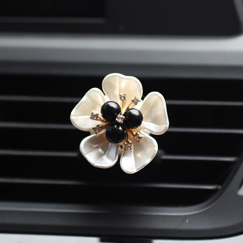 Car Air Vent Perfume Clip Pearl Flower Car Interior Decoration Gift