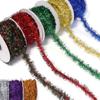 10Yards/Roll 2cm Colorful Stripes Christmas Garland Colorful Christmas Wrapping Tinsel Ribbons Gift Wedding New Year Party Decor