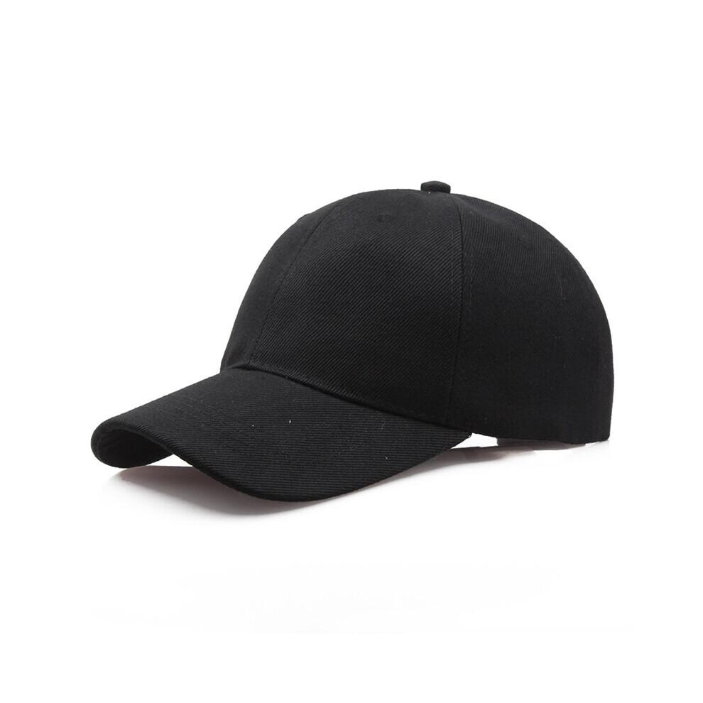 (Schwarz) Einfache Baseballkappe Strapback Verstellbar Uni Blank Mütze Herren Damen Schirm Kappen