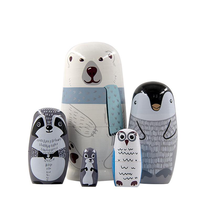 Hand Paint Toys Russian Nesting Dolls Figurines Decorations Wooden Matryoshka Toys Craft Collection Handmade Stacking Dolls