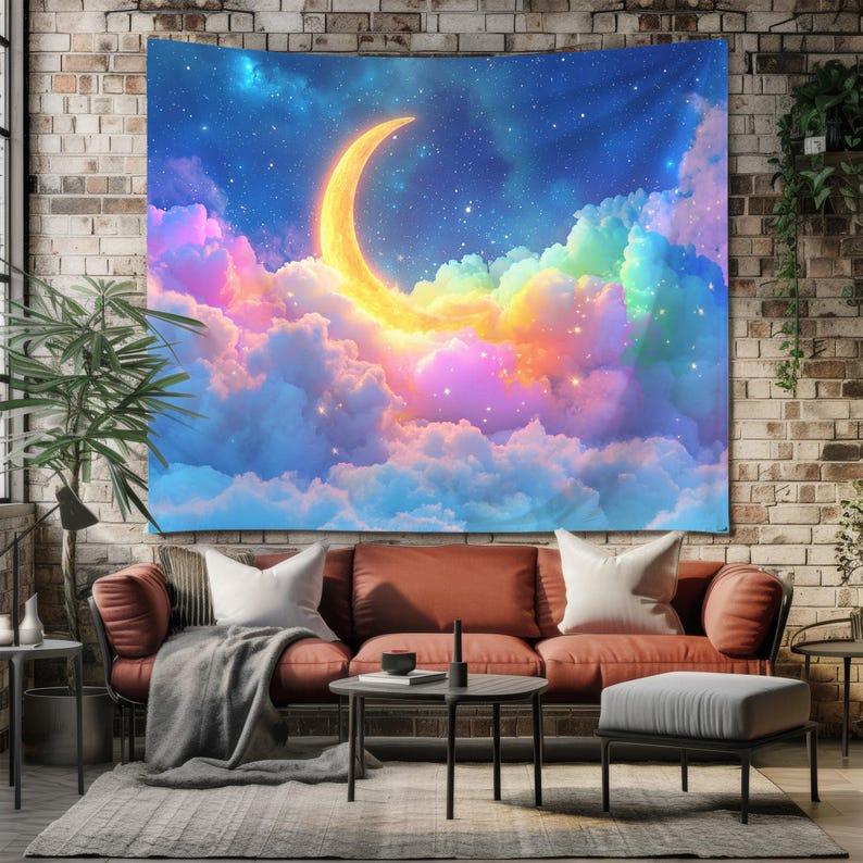 Dreamy Moon Clouds tapestry 75x100 чёрный