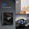 LangYeao Rahmenloser Schalter aus gehärtetem Glas, Kippschalter, 1/2/3/4-fach, 86x86mm, Blaue LED-Anzeige, Metallhebel, Wandplatte