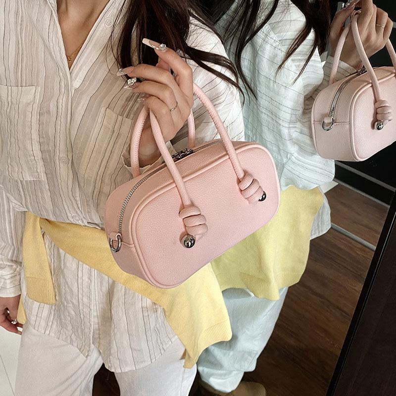 Korean Version Portable Bowling Bag Women's 2025 New Simple Small Square Bag Versatile Commuter Bag Single Shoulder Messenger Women's Bag