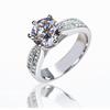 2026 Classic Six-claw Ring Platinum Plated Diamond Women's Ring European and American Luxury Wedding Ring Open Hand Jewelry