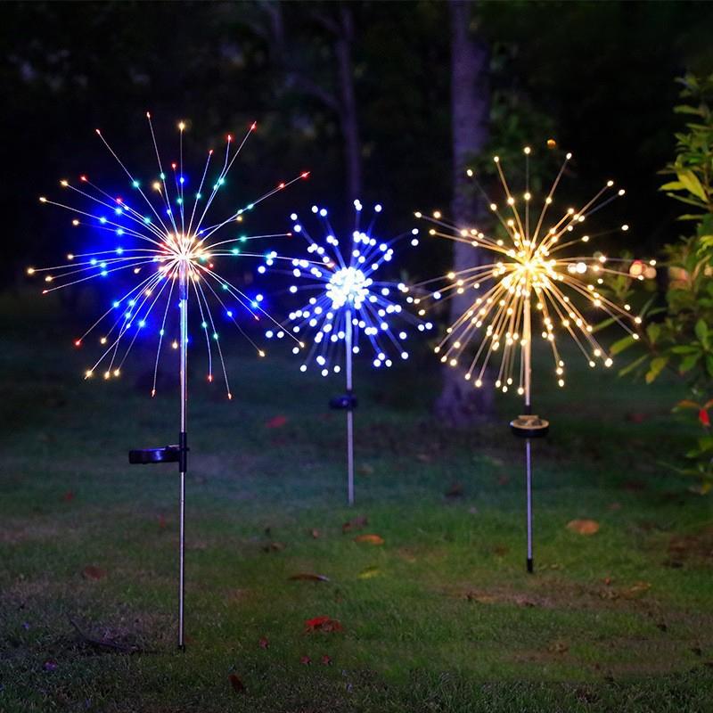 LED Solar Power Firework Lights Garden Decoration Fairy Lights Waterproof Outdoor Dandelion Lawn Lamp for Patio Garden Decor