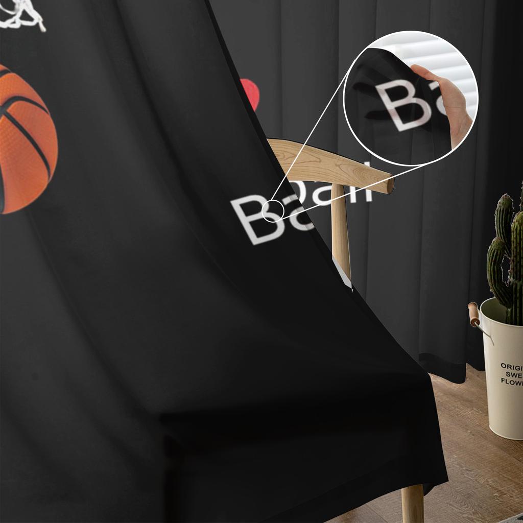 I Love Basketball Player Black Sheer Curtains for Living Room Modern Voile Curtain Bedroom Tulle Curtains Window Drapes Decor