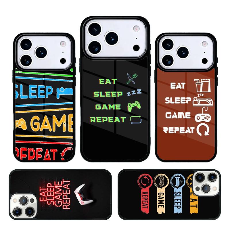 Eat Sleep Game Repeat Gamer Phone Case Cover Compatible with for IPhone 17air 16e 15 14 13 12 11Pro Max 17 Air