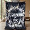 Scorpions Custom Flannel Throw Blanket Print Your Name Text Soft Warm Blanket Holiday Present