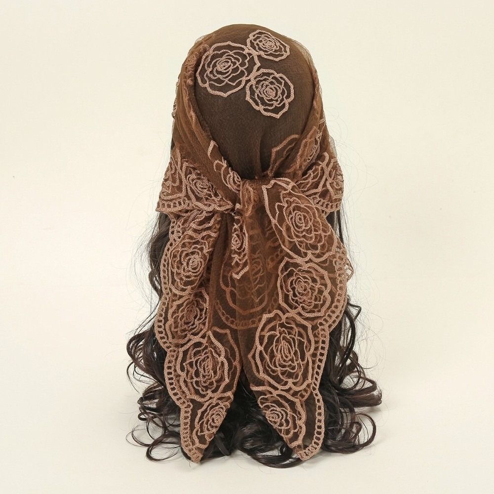 Floral Embroidery Lace Scarf Lightweight Sunscreen Shawls Fashion Headscarf Summer