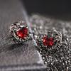 Vintage Black Plated Moon Red Heart Earrings for Women
