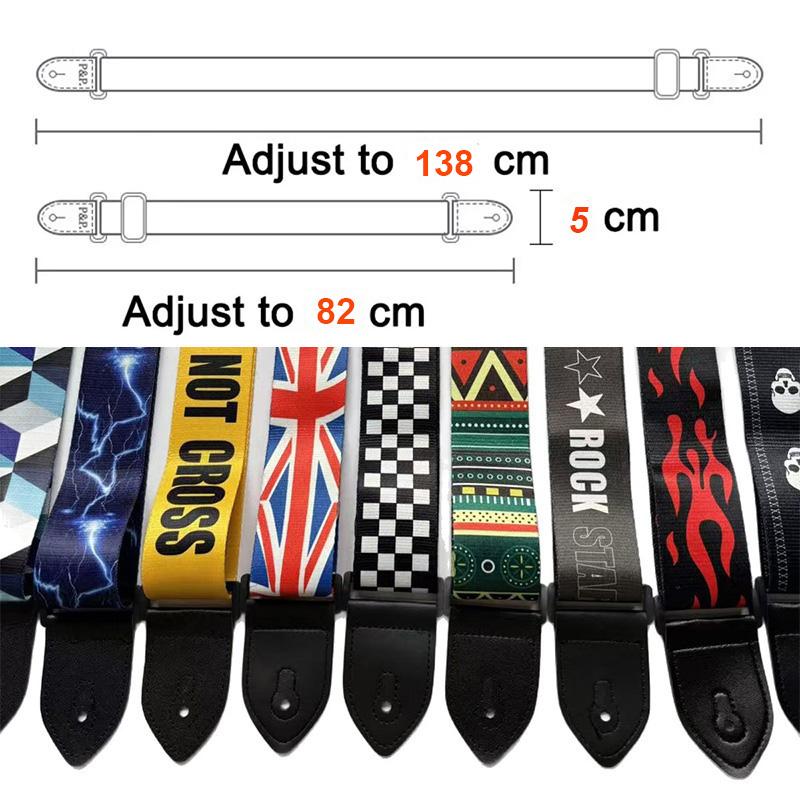 Colorful Print Guitar Strap Vintage Ethnic Style Adjustable Strap for Folk Electric Guitar Bass Ukulele Guitar Accessories