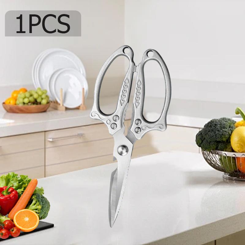 1PCS WXCOO Stainless Steel Kitchen Knife Scissor Set Fruit Slicing Multifunctional Bottle Opener Chef Knife Wooden Handle