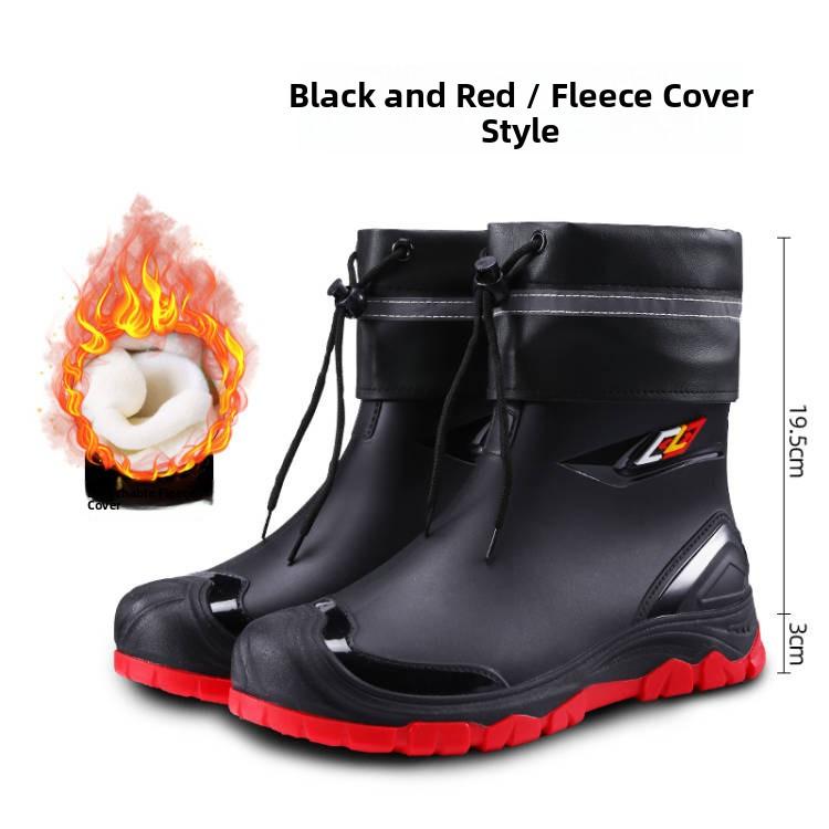 Men's Waterproof Rain Boots Anti-Slip Wear-Resistant Kitchen Oes Fiing Car Wa Very Labor Protection Warm Water Shoes