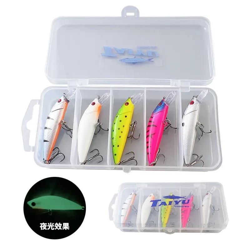 TAIYU 5pcs/box Fishing Lure 50mm 6.3g Luminous Minnow Bait Slow Sinking Lure Far Casting Swimbait Realistic Artificial Hard Bait 50mm