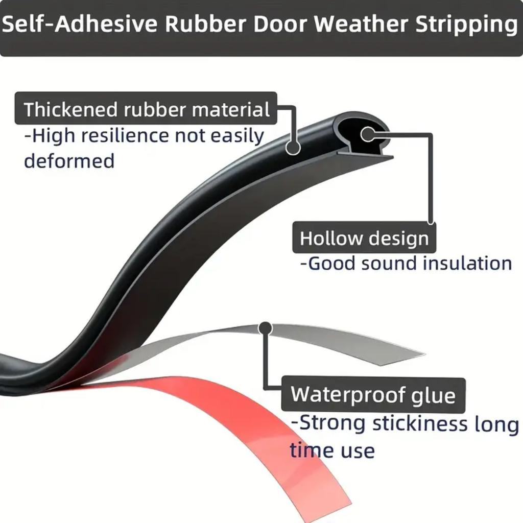 1pc Weather Stripping Door Seal Window And Door Door Seal Strip Soundproofing SelfAdhesive Backing DShape Door Weather Strip