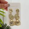 CCB Shell Starfish Stud Earrings Set For Women Men Conch Spiral Waterdrop Earrings Fashion Summer Beach Seaside Party Zircon