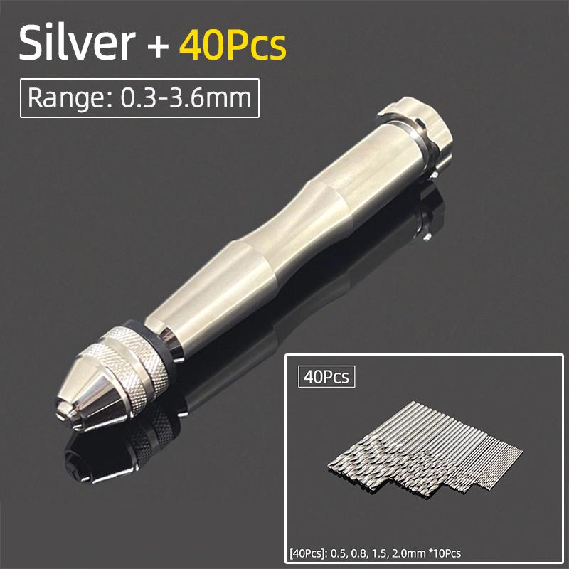 Mini Micro aluminiowa wiertarka ręczna 0.3-3.6mm z uchwytem bezkluczowym wiertła kręte HSS do biżuterii rzemieślniczej ręczne wiercenie narzędzia obrotowe