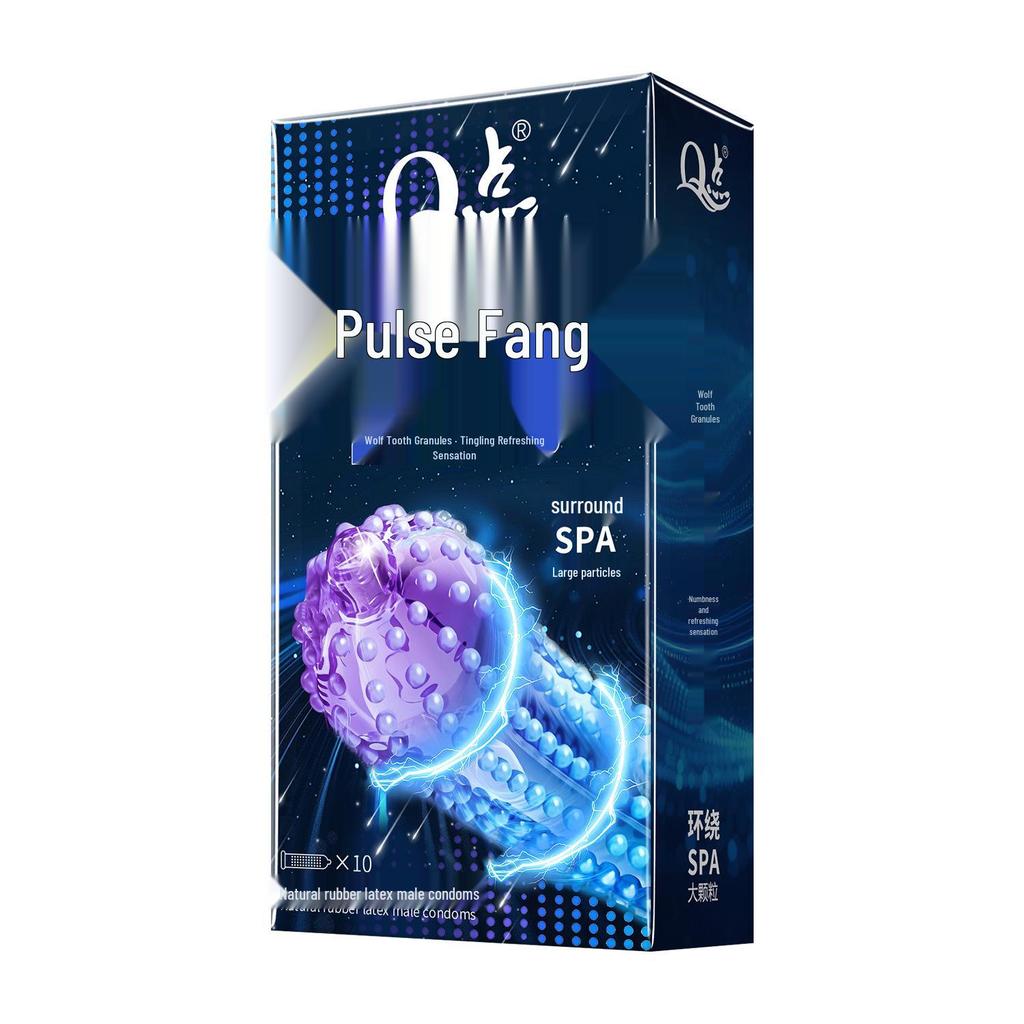 Ultra-Thin Large Particle Clitoral Stimulation Condoms - Long-Lasting Wolf Teeth Design