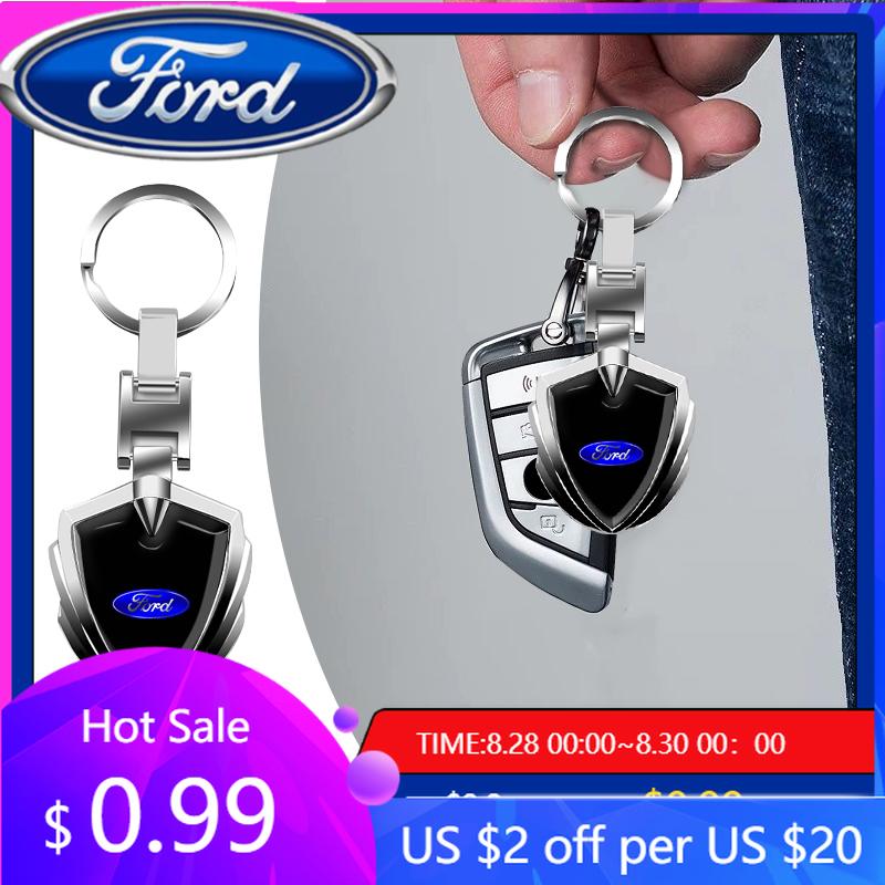 New 2026 Car Sticker Car Logo Stying 3D Metal Key Rings Shield Shaped Keychain For Ford Fiesta C-Max Kuga Ranger Raptor KA Fusio