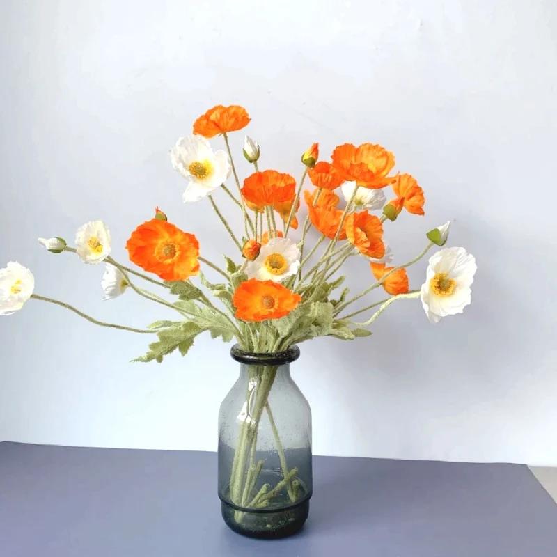 Artificial Flowers Fake Poppy Silk Flowers Long Stem Housewarming Garden Table Wedding DIY Party Wedding Home Bouquet Decor