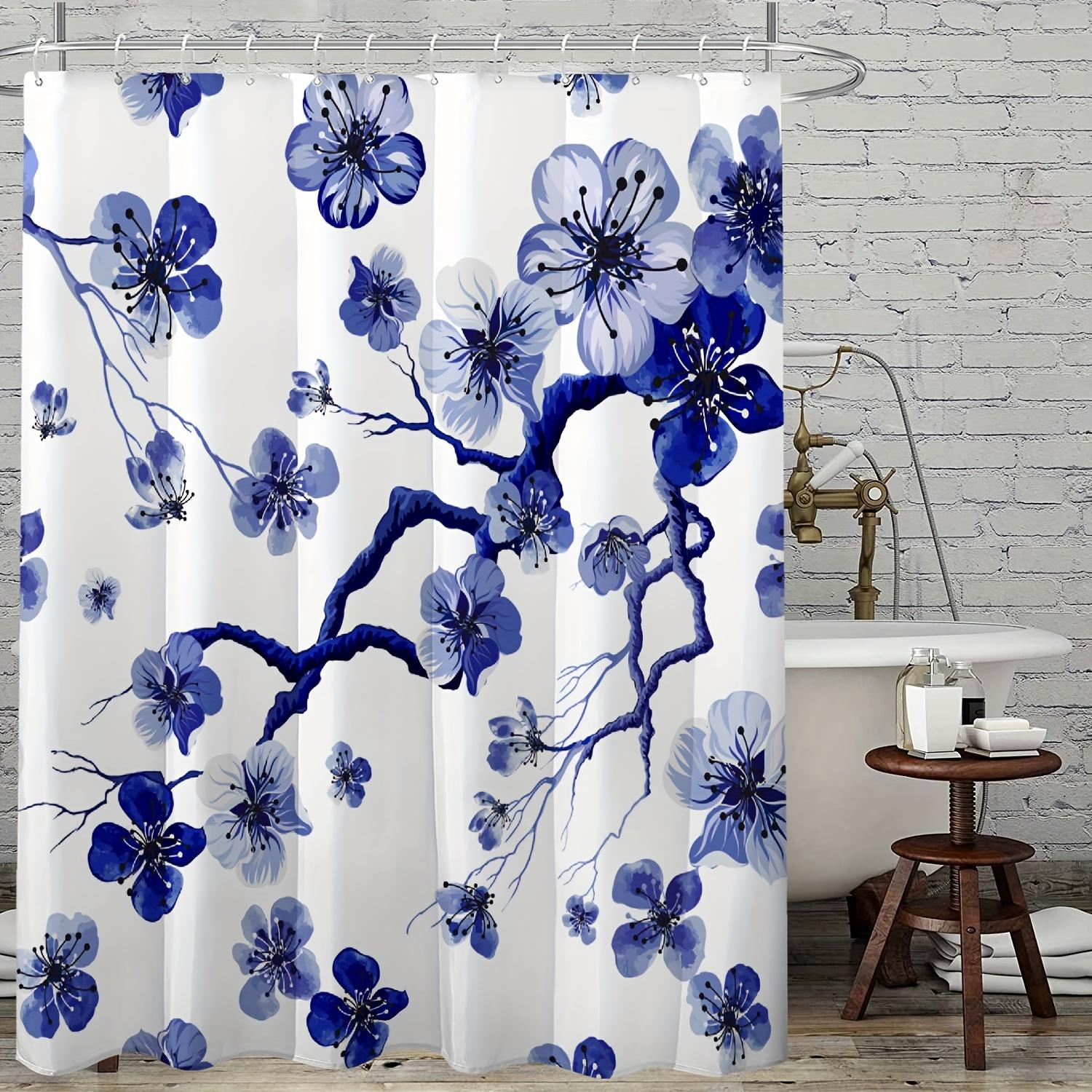 

Elegant Blue and White Floral Waterproof Shower Curtain – Perfect for Adding a Fresh and Stylish Touch to Your Bathroom Decor W90XH180cm