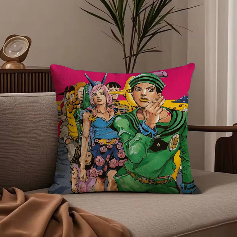 Anime j-jojo family Pillow Case Anti-dustmite Pillowcase Invisible zipper silky short plush Sofa cushion cover