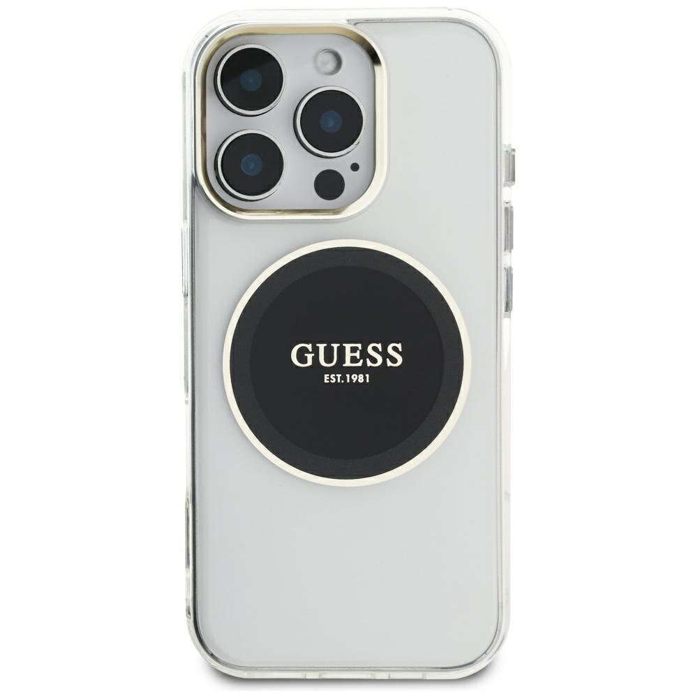Guess IML Metal Colored Circle Classic Logo MagSafe case for iPhone 16 Pro Max black