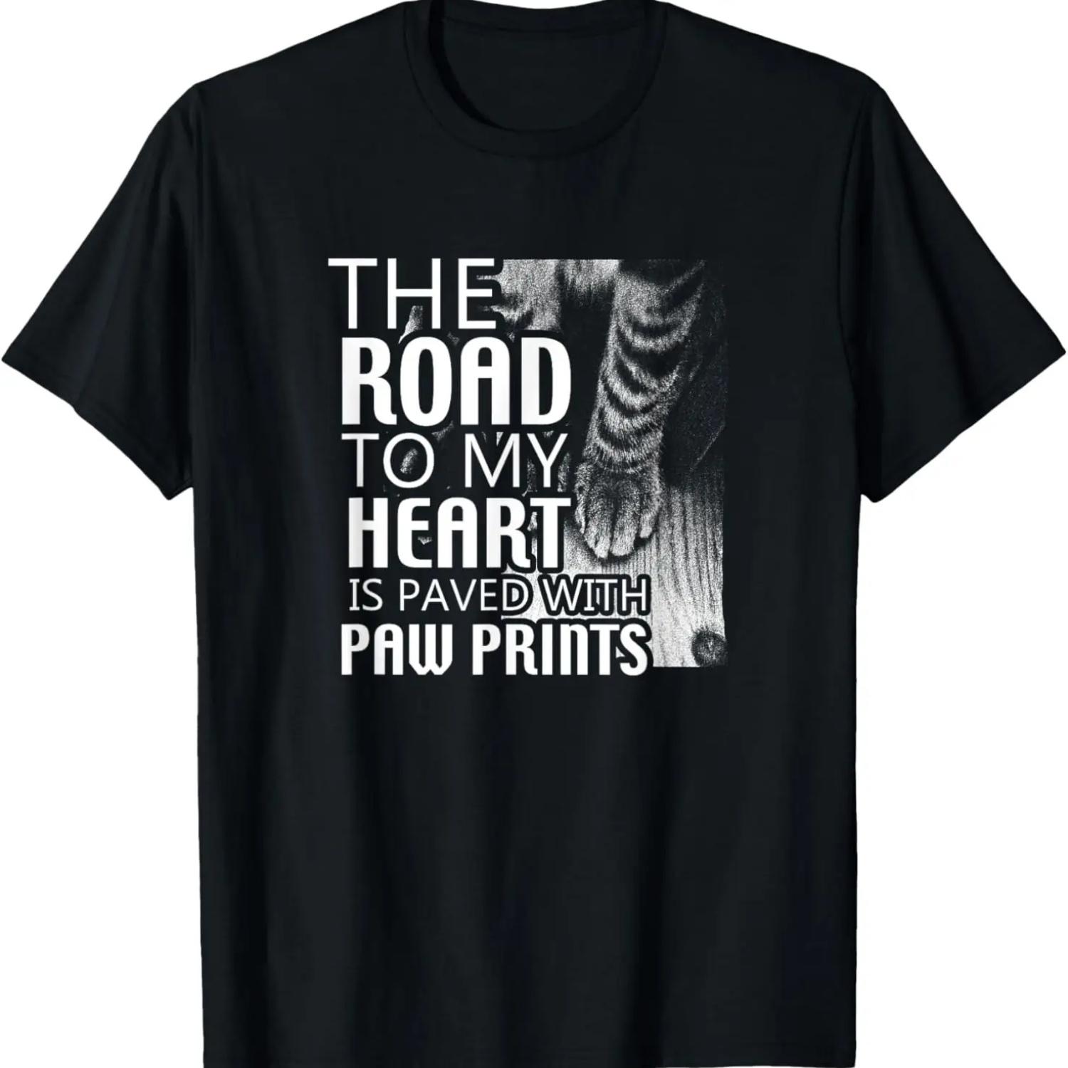 

The Road to My Heart Is Paved With Paw Prints Cat Lover T-Shirt XXXXXL чёрный