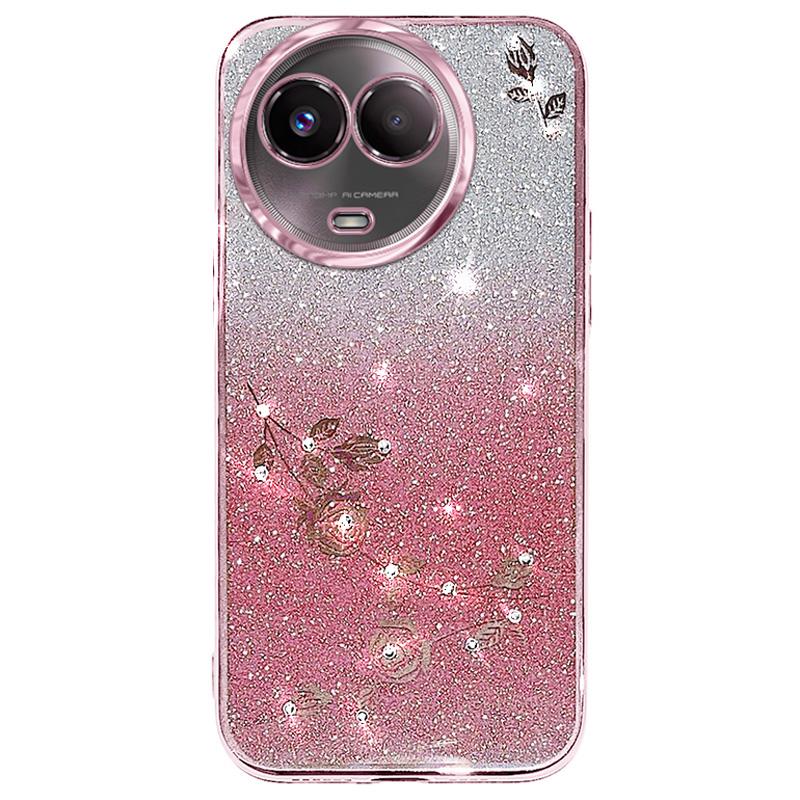 

KADEM For Realme 11 5G (Global)/11x 5G Back Case Glitter Flower TPU Cover with Rhinestone Decor A