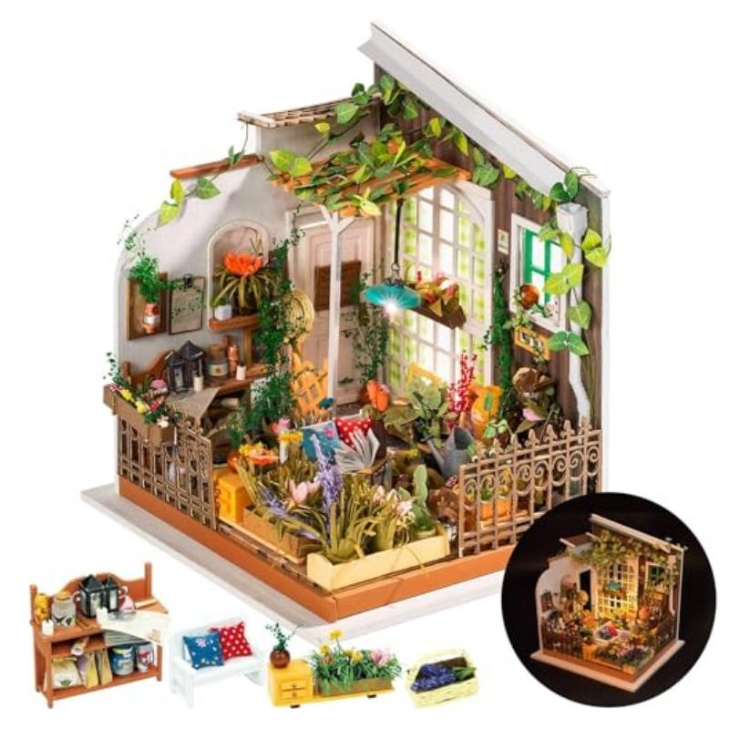 

Robotime DIY 3D Puzzle Set DIY Miniature Dollhouse Miller s Garden Model Building Kit Home Decor Gifts for Women Adult