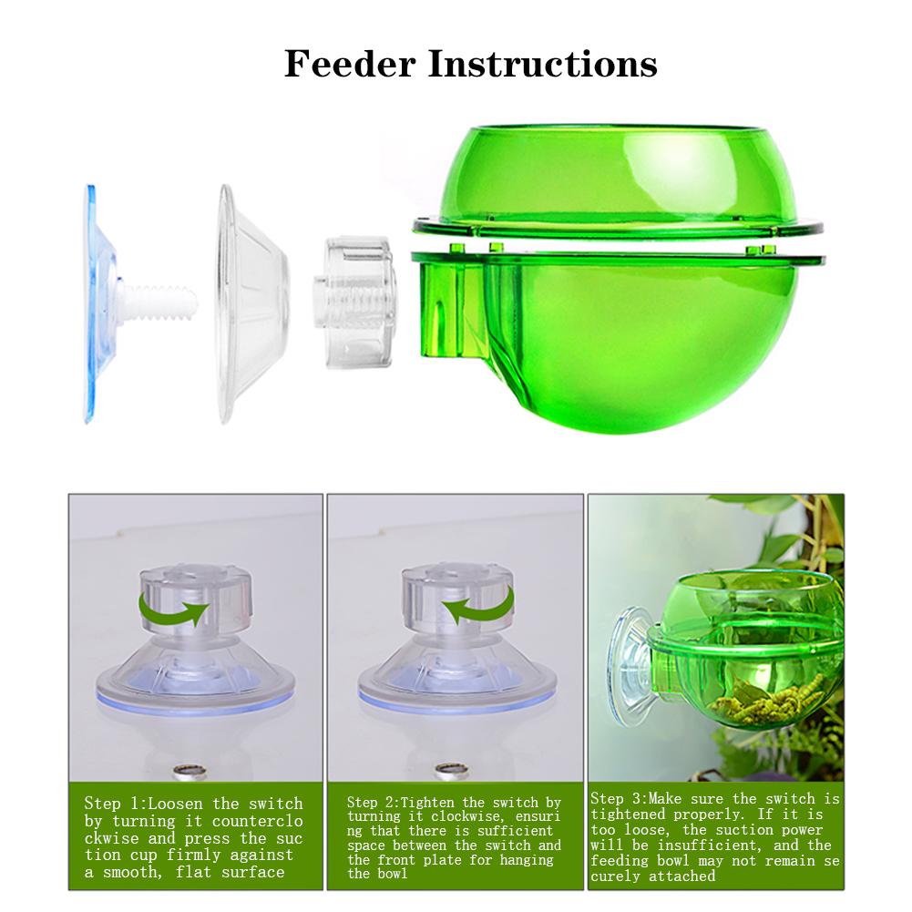 ABS Suction Cup Reptile Feeder Chameleon Feeding Food Bowl Escape Proof Worm Dish For Chameleon Iguana Lizard Reptile