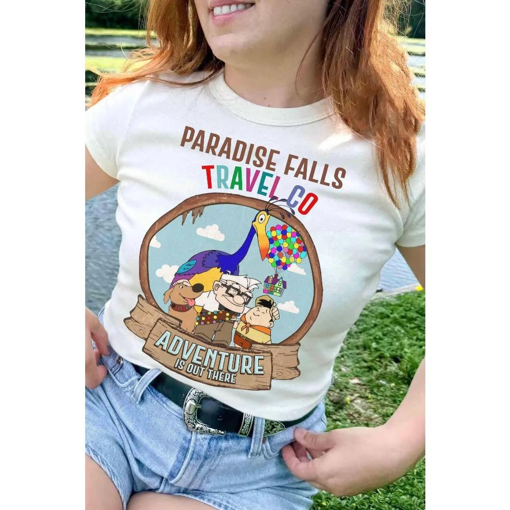 Pixar Up Paradise Falls Travel Co Adventure Is Out There TShirt Carl Ellie Dug Russel Kevin Tee Women Skinfriendly S