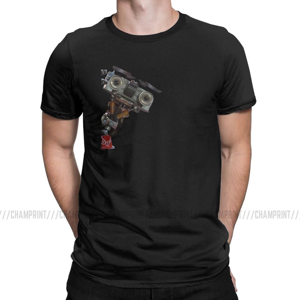 Men TShirt Short Circuit No Disassemble Casual Tee Shirt Johnny 5 80s Retro Robot Movies T Shirts O Neck Clothing Printing