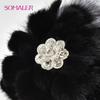 SOMALER Women Winter Real Mink Fur Hats Warm Fox Fur Hand-sewn Hat Girl Bonnet Fashion Fur Flower Female Ski Caps