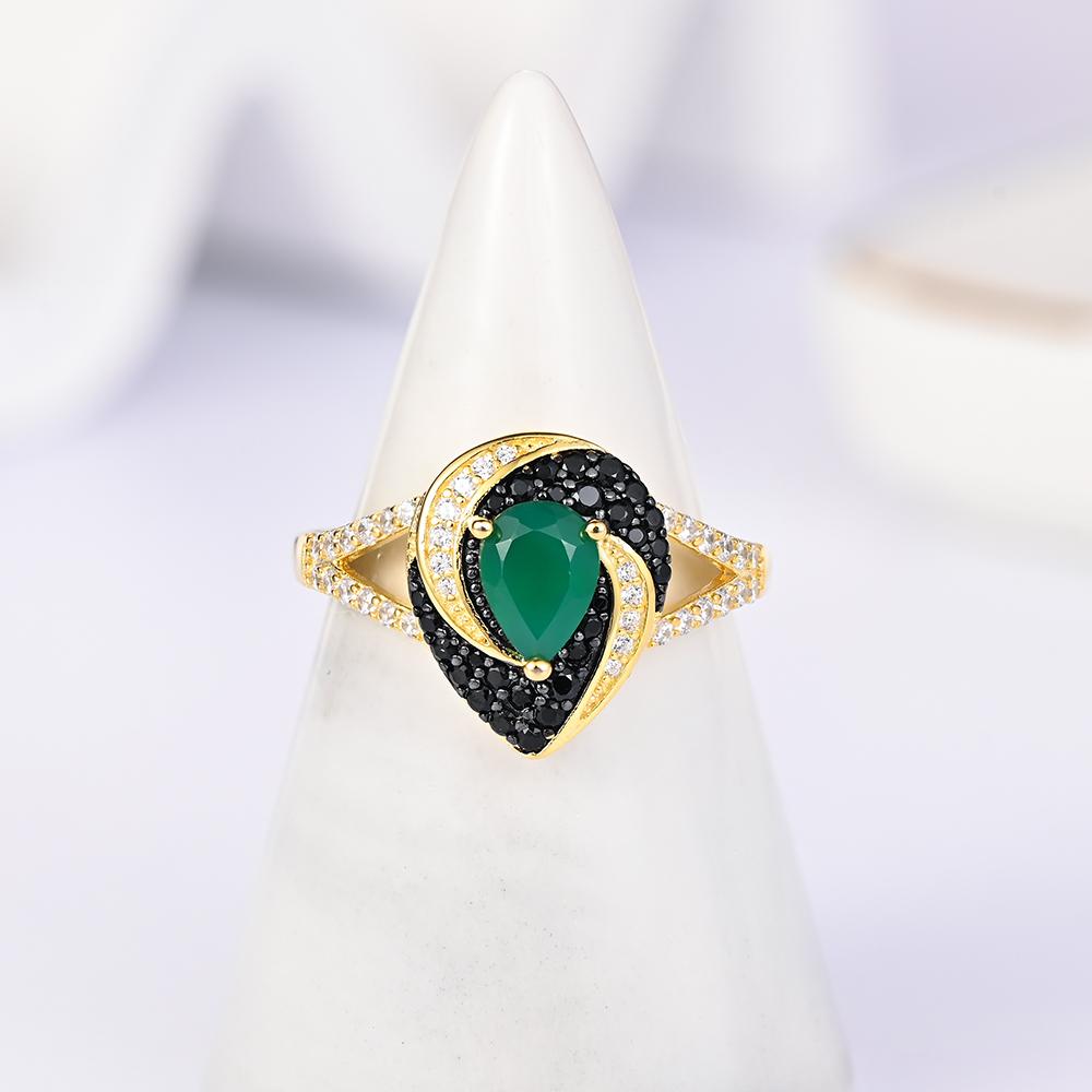 925 Sterling Silver Ring Natural Agate Pear 5*7mm Real Gemstones Vintage Design Fine Jewelry for Women's Banquet and Party Gifts