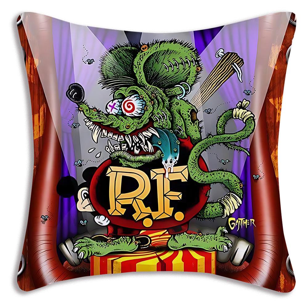 Funny R-Rat For F-Finks Pillow Covers Cartoon Sofa Decorative Home Double-sided Printing Short Plush Cute Cushion Cover