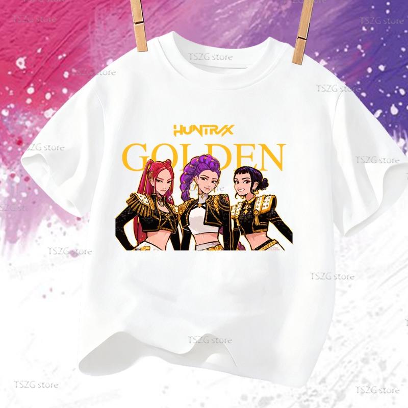 Huntrix Kpop Demon Hunters T-Shirt for Boys Girls T-shirt Fans Gift Summer Crew Neck Short Sleeve Tees Fashion Kids T-shirt