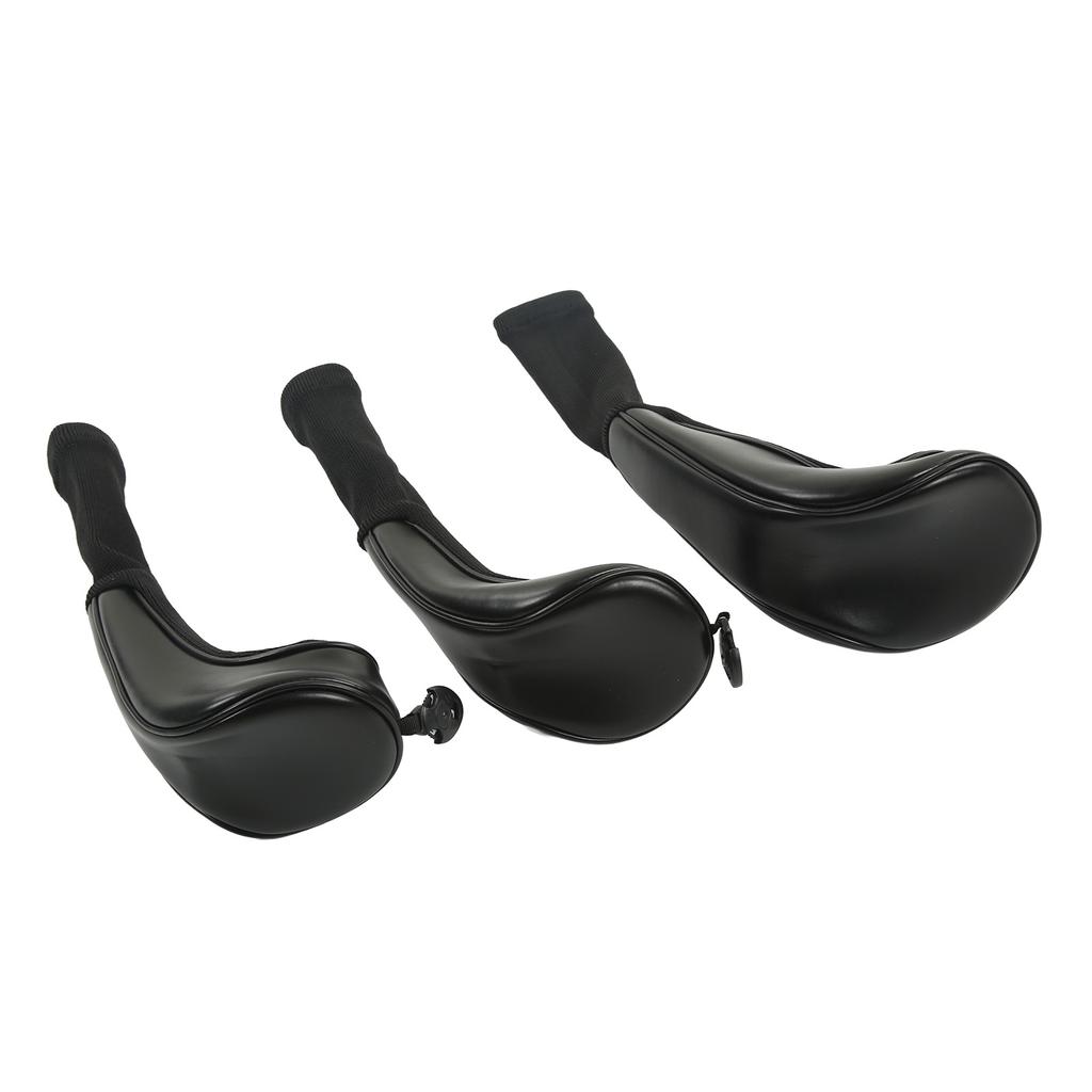 3 ks golfových holí, kryty na hlavici, golfové hole, prázdný dřevěný kryt na tyč, PU vodotěsný elastický nylonový kryt na klobouk