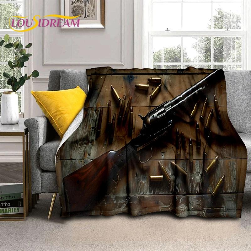 29 Style Retro Guns Pistol Ammunition Bullet Cartridge AK M4 Soft Flannel Blankets,Throw Blanket for Picnic Beds Sofa Bedroom