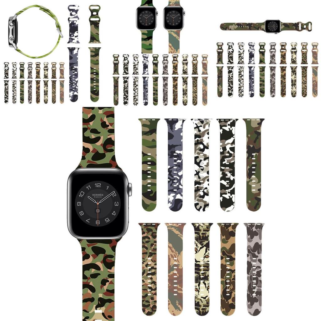 Camouflage Camo Armband für Apple Iwatch 7 6 Se 5 4 3 2 1 Band Stoßfest und Leicht