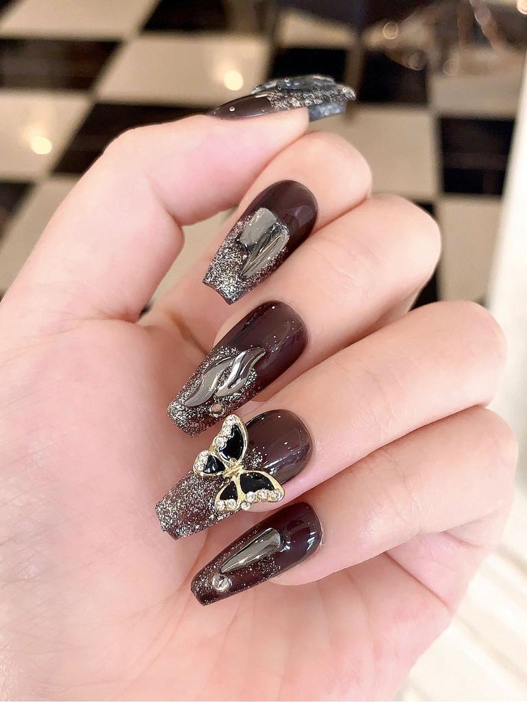 Handmade Butterfly Nail Sticker Wholesale Ice-clear Long-wearing Sparkling Diamond