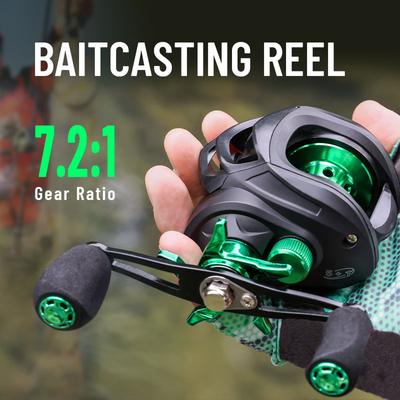 New Fishing Reel 7.2:1 Gear Ratio Max Drag 10kg 5+1BB Bearings Bait Reel with Aluminum Spool Magnetic Brake Suitable for Bait Freshwater Fishing
