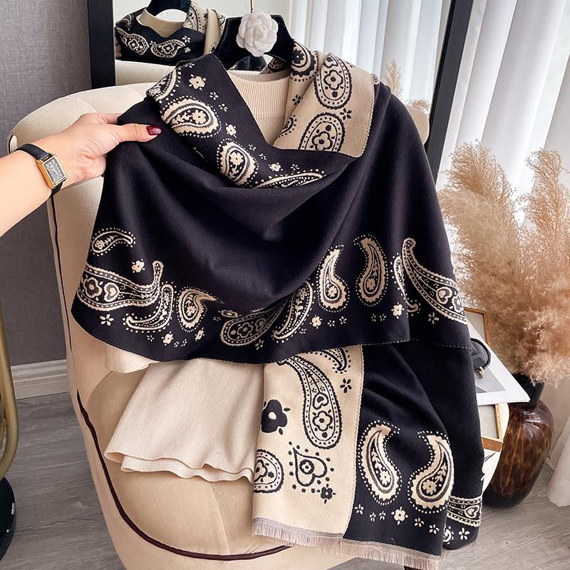 High-End Cashew Nut Retro Foreign Style Imitation Cashmere Scarf Women'S Cold And Warm Shawl Scarf