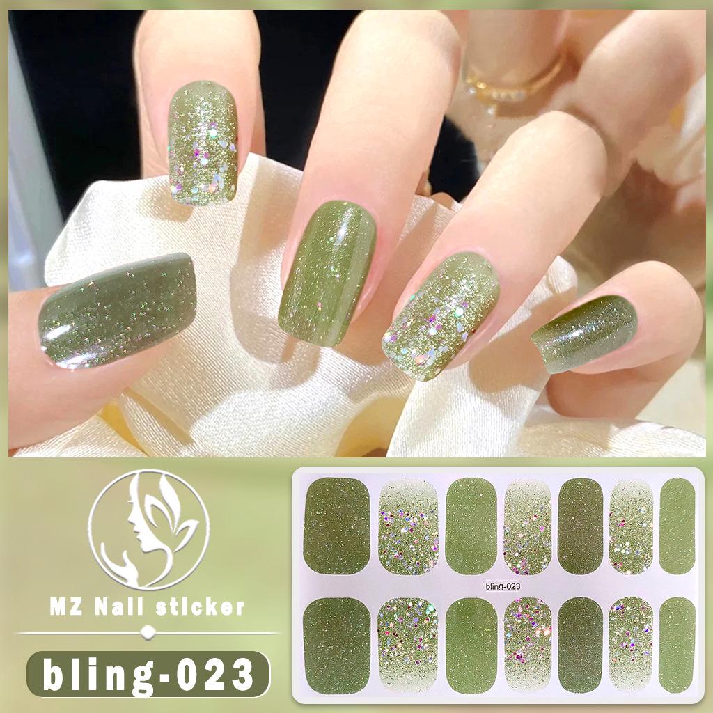 Meizhi 14-Finger Bling Aurora Gel-Nagellack-Aufkleber – selbstklebend, wasserfest, siegelfrei