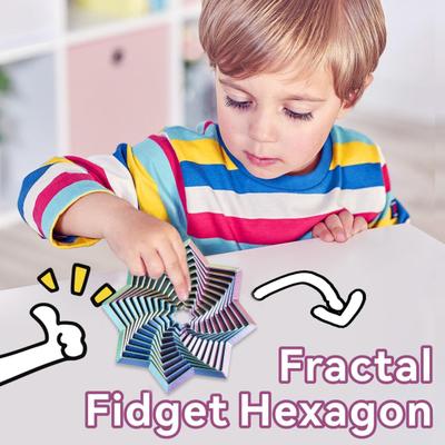 4Pcs 3D Printed Fractal Fidget Hexagon Stress Anxiety Relief Expanded Fidget Octangle Star Flower Square Sensory Toy Decompression Toy