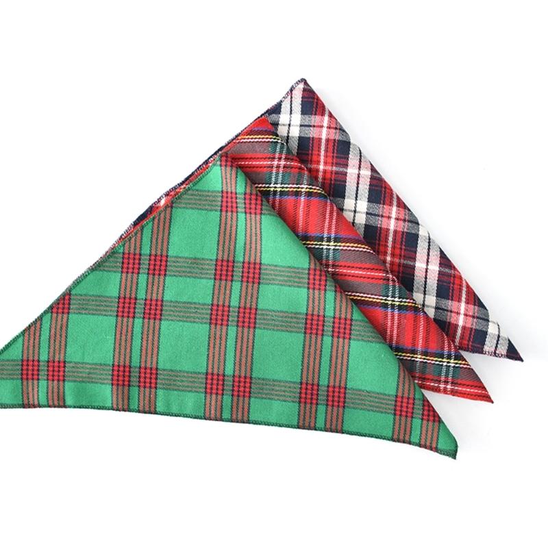 Dogs Checkered Scarf Pet Plaids Neckerchief Holiday Bandana Party Accessories