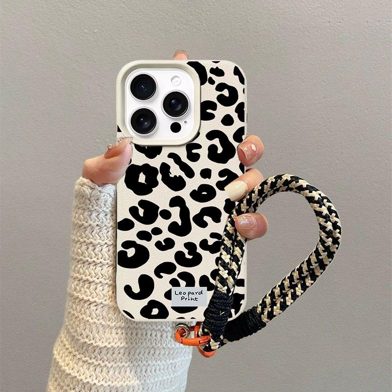 Case For POCO F7 Ultra F5 F6 M7 M6 X5 X6 X7 PRO X3 X4 GT Xiaomi 14T 15T Pro 15 Leopard Print With Lanyard Matte PU Leather Cover
