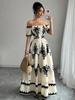 2026 Ethnic Style One-Shoulder Floral Pullover Long Dress for Women - Spring Collection