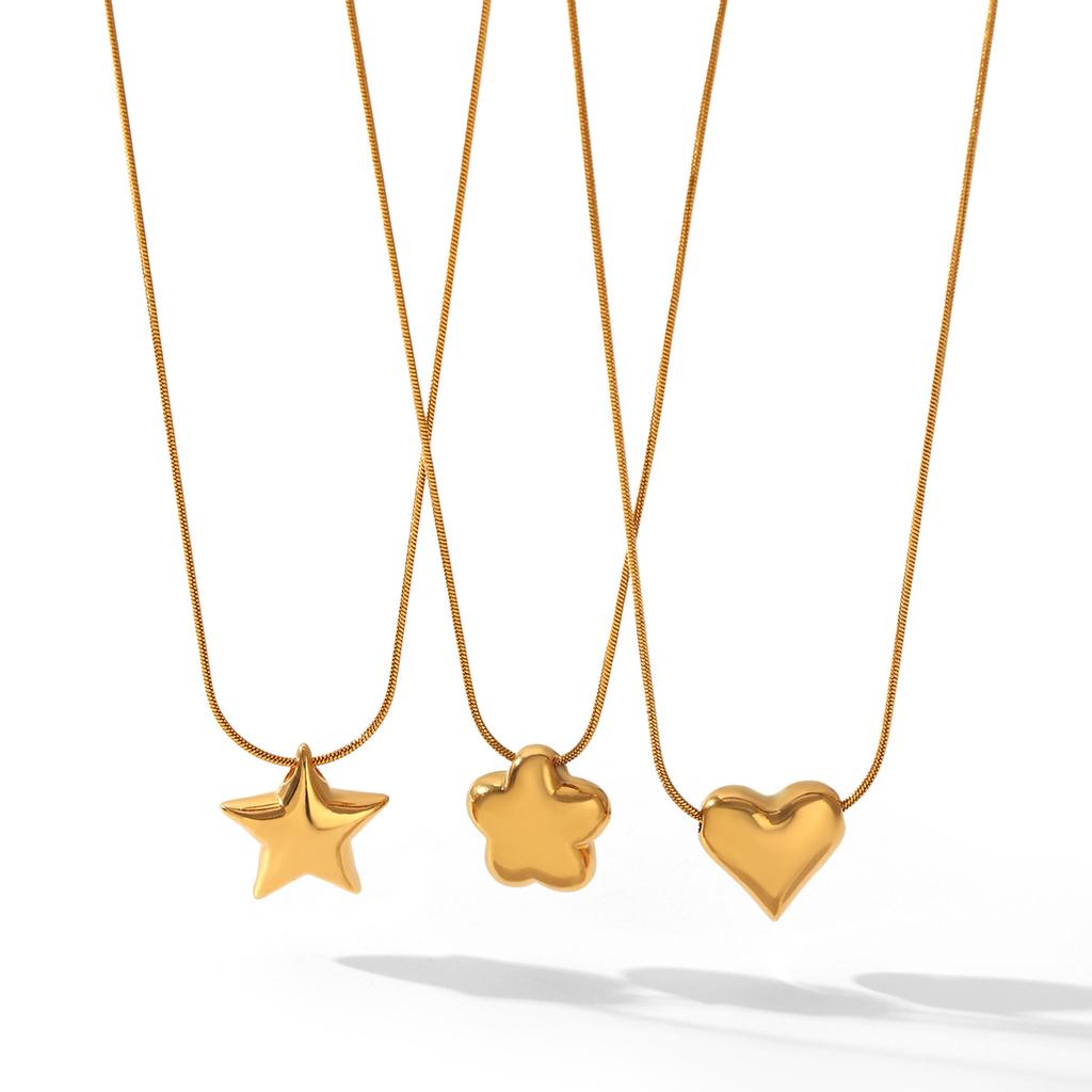 Euro-American Ins style 18k gold stainless steel heart star pendant light luxury high-end clavicle chain necklace